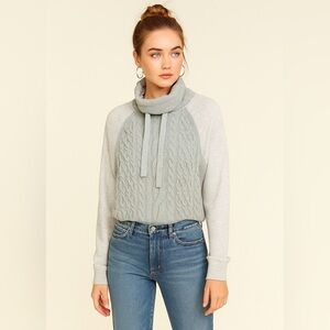 Lou & Grey Cableknit Grey Mockneck Turtleneck Sweater Size M